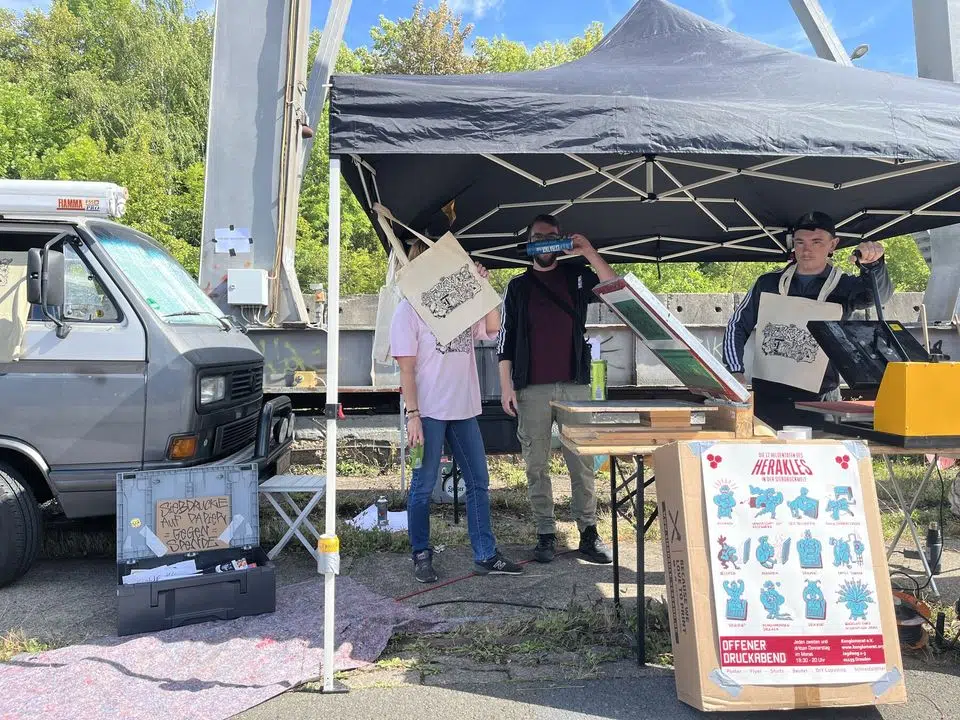 Siebdruckwerkstatt beim Just Letters Festival in Weimar